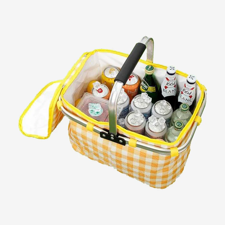 

Wholesale Food Picnic Bag Insulated Thermal Camping Aluminum Lunch Cooler Basket for Promotion