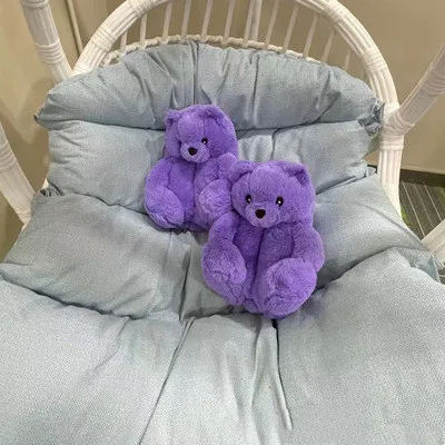

Cotton Cute animal shape teddy bear plush slippers  fits all, Colorful