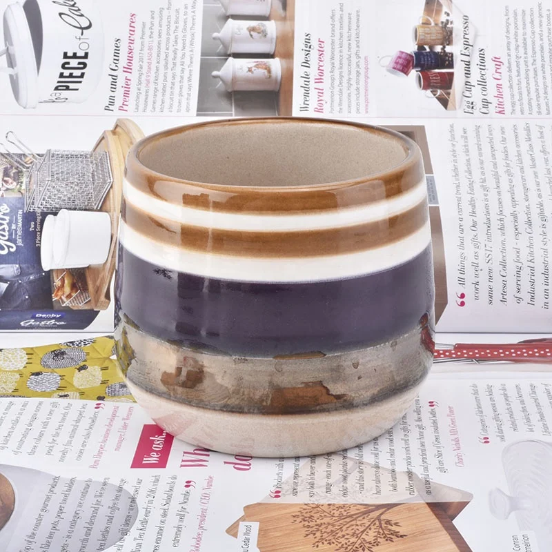 Luxury decorative ceramic candle customized iridescent vessel tealight candle holders wholesale