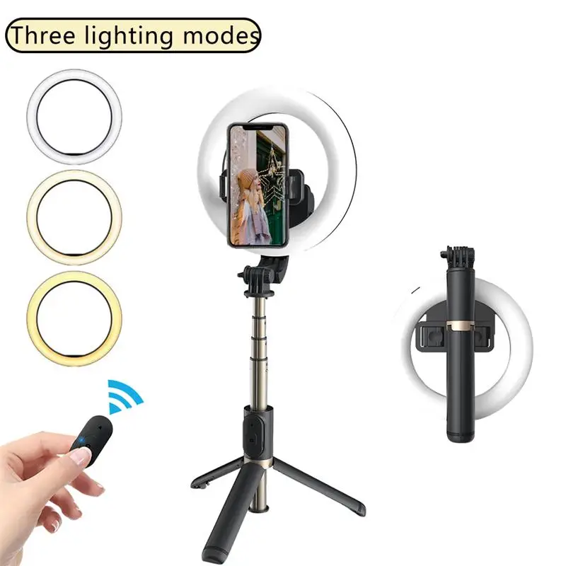 

New Coming Selfie Stick LED Fill Light Q07 6 inch Phone Holder Tripod Selfie Ring Light with magic snapshot