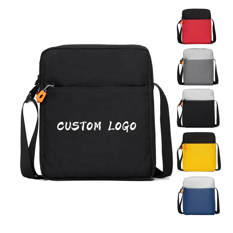 

Wholesale designer waterproof polyester sling crossbody black custom logo messenger bag for men