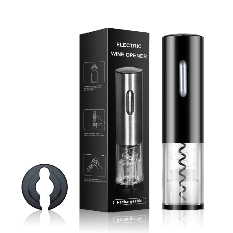 

Black plastic electric wine bottle opener rechargeable wine opener