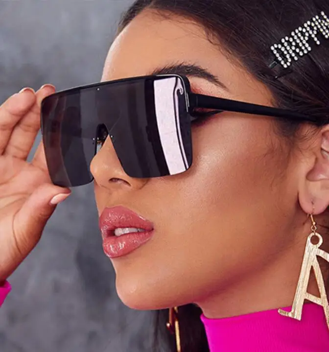 

Oversized Square Sun Glasses Female Fashion Vintage Shades Clear Frame Sunglasses Women, Custom colors