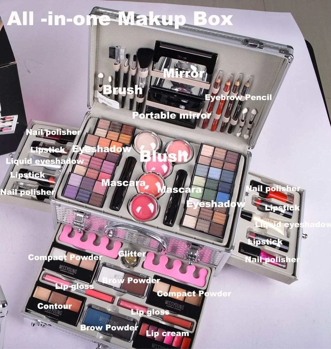 

Xmas Hot-selling MISS YOUNG makeup eyeshadow palette BIG makeup kit with Aluminum cosmetic box eye shadow case sets