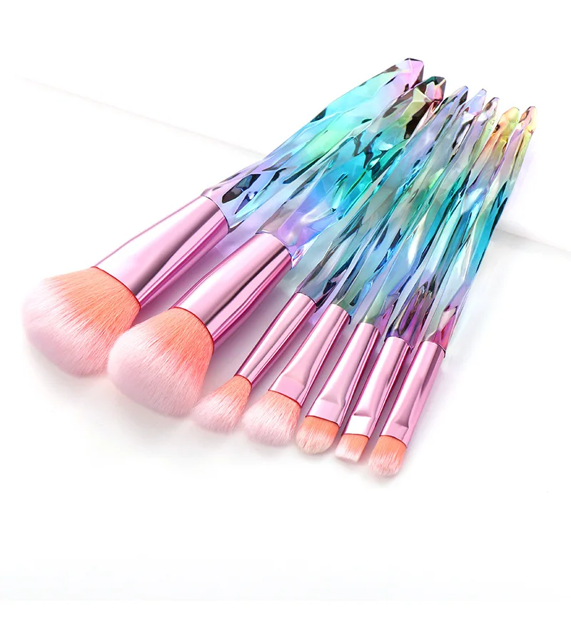 

6 colors Makeup Brushes 7 Pcs Crystal handle Makeup Brush Set brush set for makeup brochas de maquillaje set de brochas