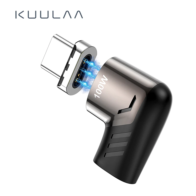 

Kuulaa L-Shaped 100W High Power USB C Magnetic Adapter Type C Connector QC 3.0 Quick Charge Supports Data Transfer for MacBook