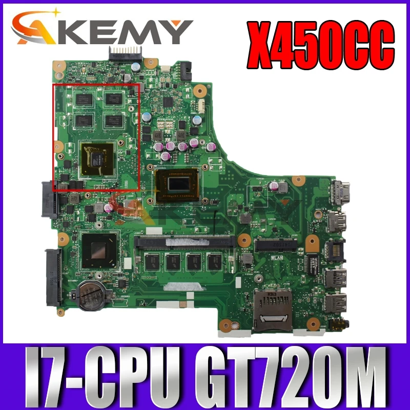 

Akemy X450CC Laptop motherboard for ASUS X450CC X450C original mainboard 4GB-RAM I7-CPU GT720M