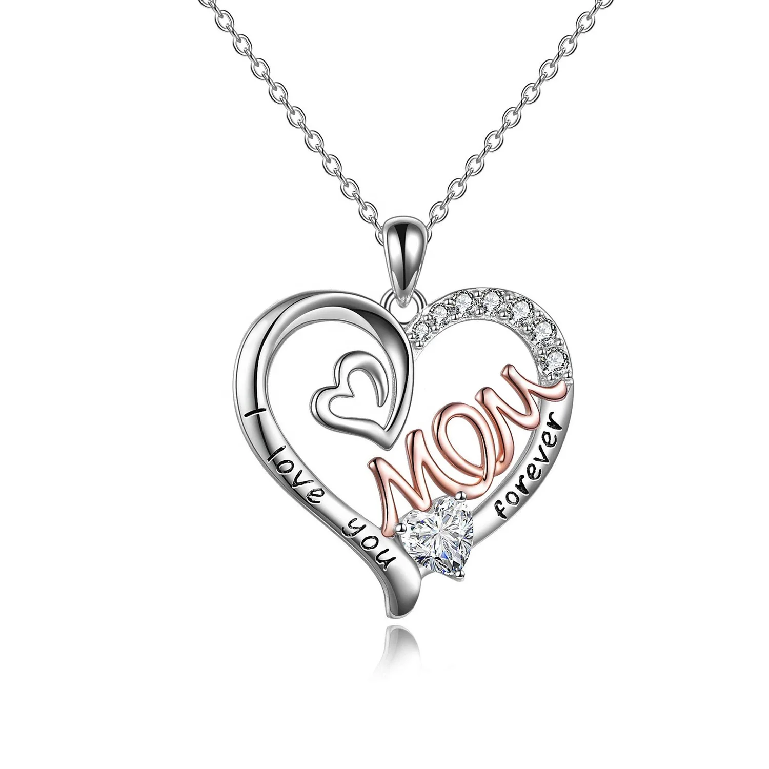 

Mom Pendant I Love You Mom Mothers Day Gifts cz zircon Necklace for Birthday Gifts for Mom from Daughters Son