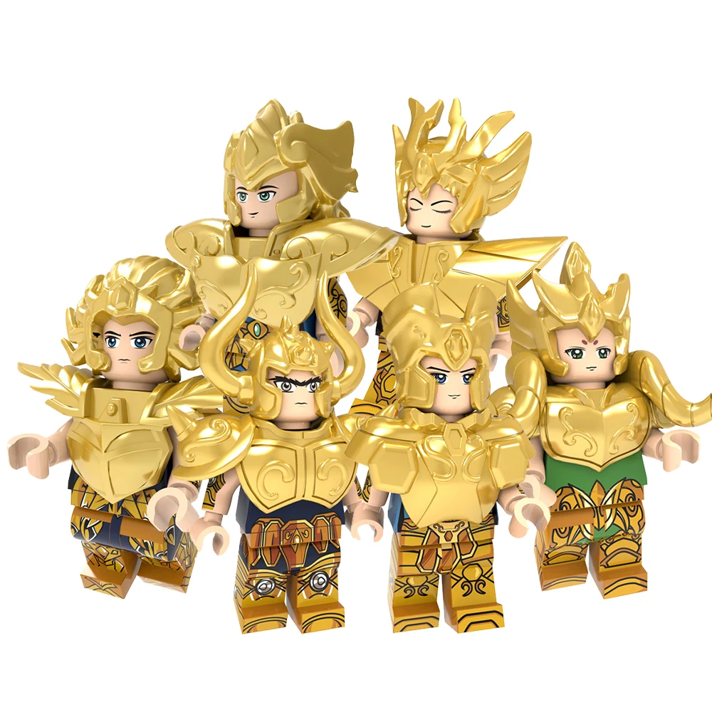 

PG8213 Gold Saint Seiya Twelve Constellations Aries Mini Building Block Bricks Figure Children Collection Christmas Toys Juguete