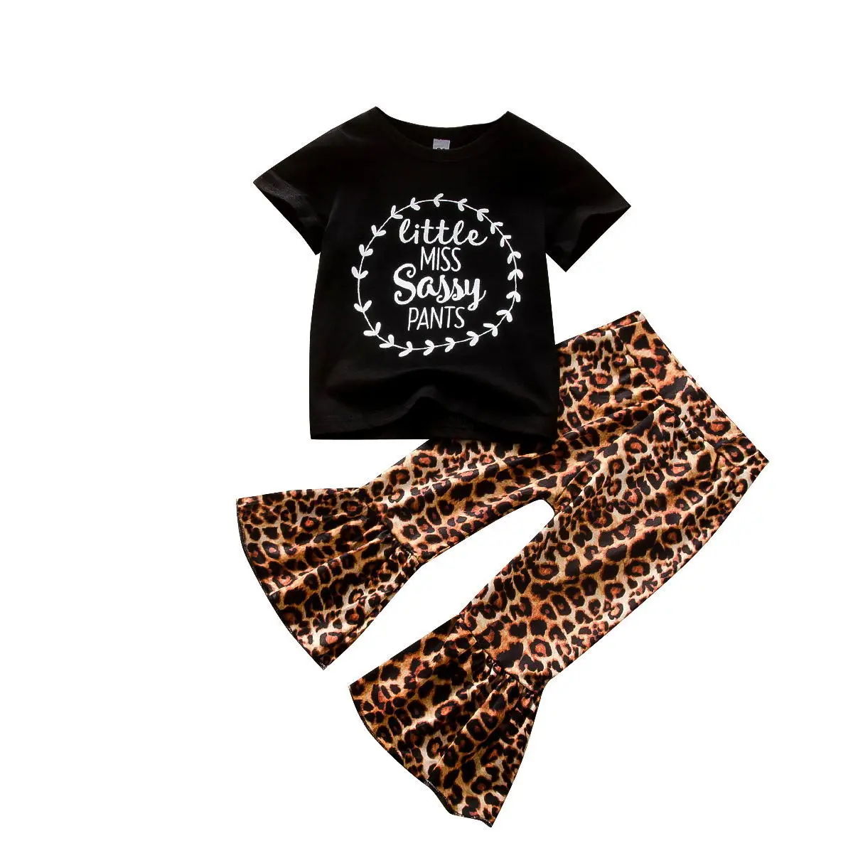 

Toddler Baby Girl Clothes 2021 Summer Girls Clothing Set Long Sleeve Tee + Leopard Flare Pants 1-6 Years Ropa Infantil Verano