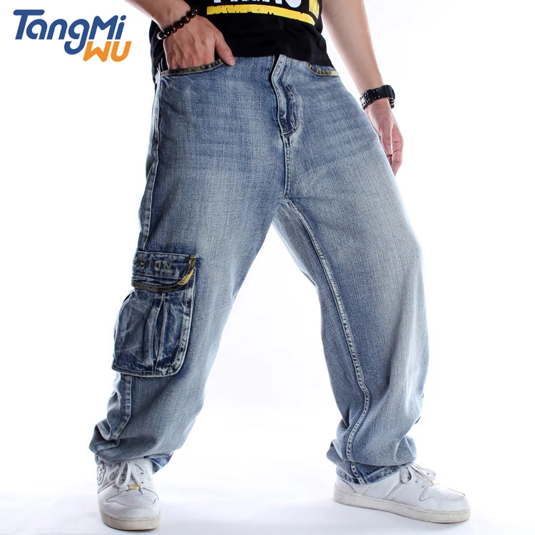 

Stock Wholesale Custom Trendy Fall/winter new loose plus size wash Multiple pockets cargo jeans for men
