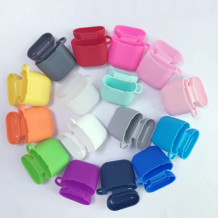 

Solid Color Skin For AirPods Case 1 2 Wholesale Silicone Shockproof Protective Case Cover For Apple AirPod Case
