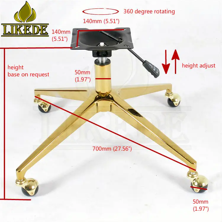 New Golden Swivel Chair Leg Aluminum Gold Furniture Leg Powder Coating Finish for Sofa Leg