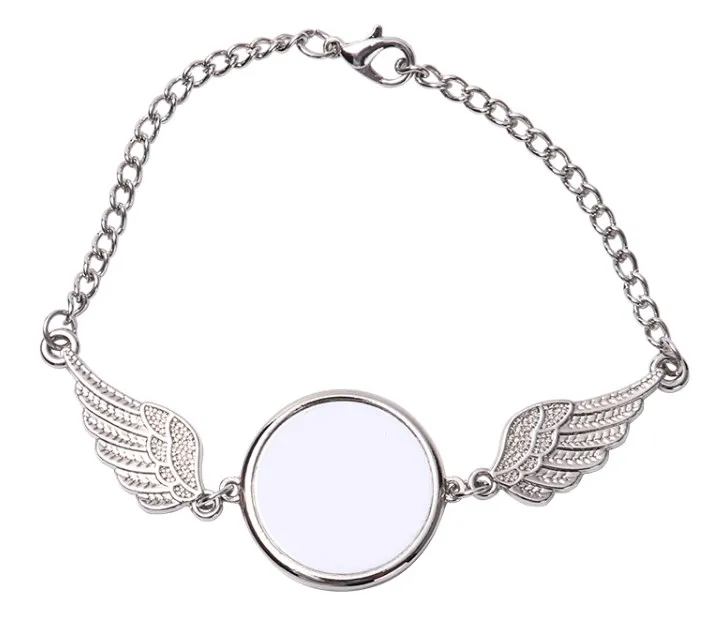 

Lancoda custom Circle Angel wing sublimation bracelet photo bangle