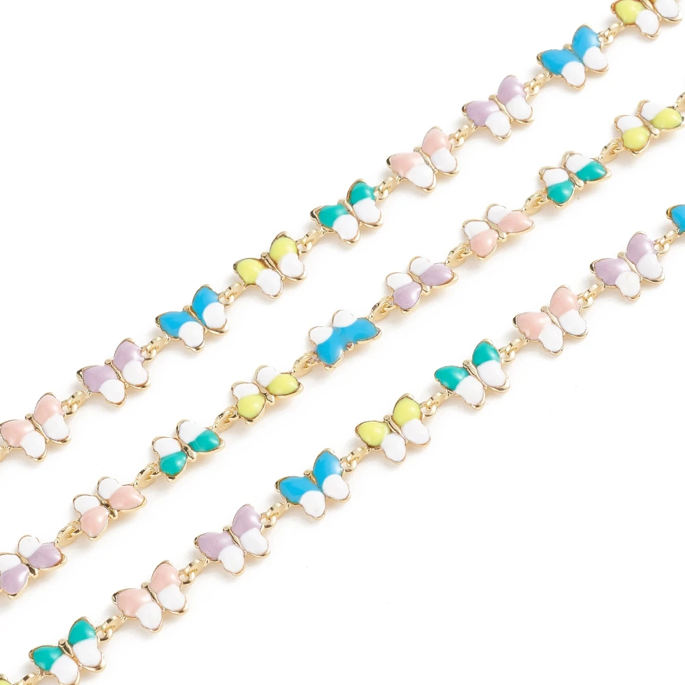 

PandaHall Butterfly Real 18K Gold Plated Brass Enamel Link Chains