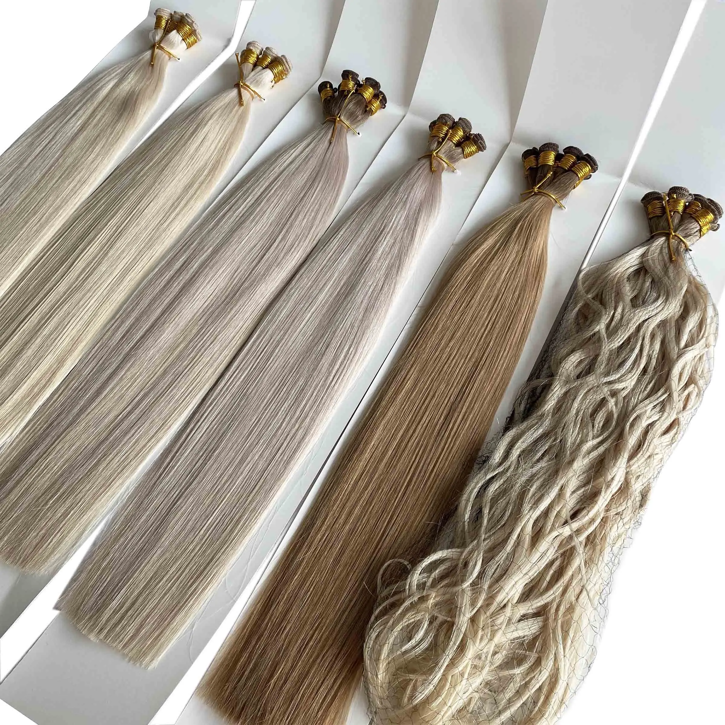 

Thick Ends Double Drawn Human Remy Hair Handtied Weft Extensions Wholesale Factory Price Top Quality Russian Slavic Raw Hair