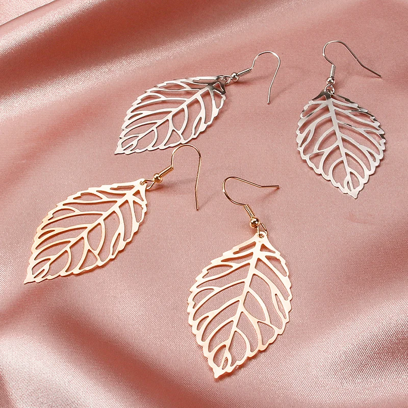 

New Arrival Gold Leaf Shaped Hook Earrings For Women Bijoux Jewelry Wholesale Christmas Gift