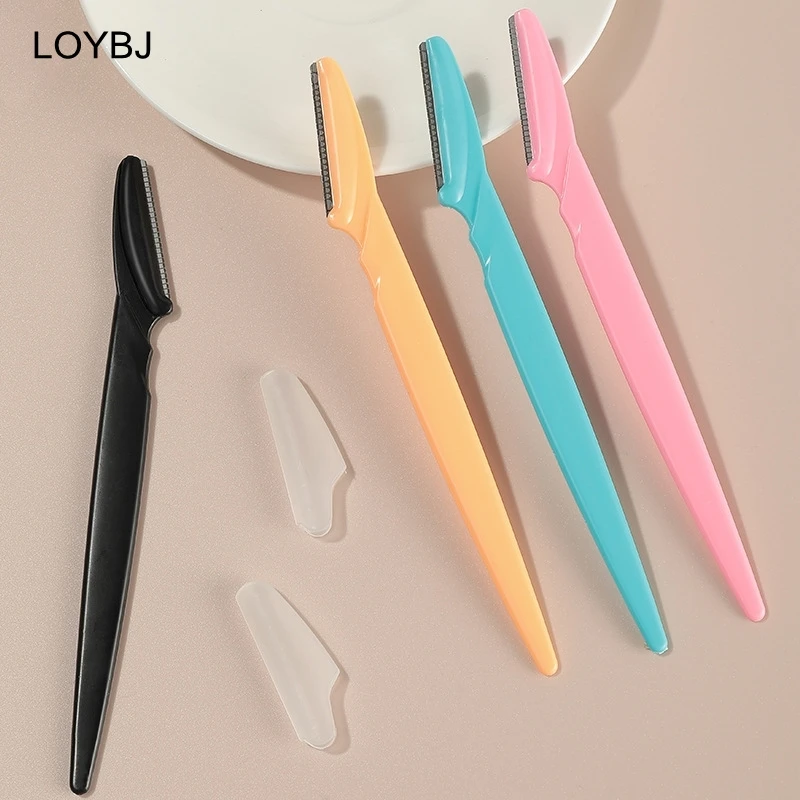 Eyebrow Trimmer Stainless Steel Safe Eye Brow Razor Face Body Hair Removal Squared Blades 4 Colors Shaving Knife LOYBJ