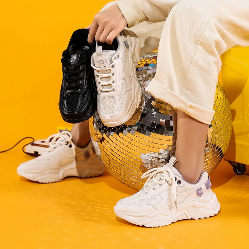 

20H209-1 HUANQIU Custom outdoor running casual sports fashion white sneakers for women and ladies, Picture