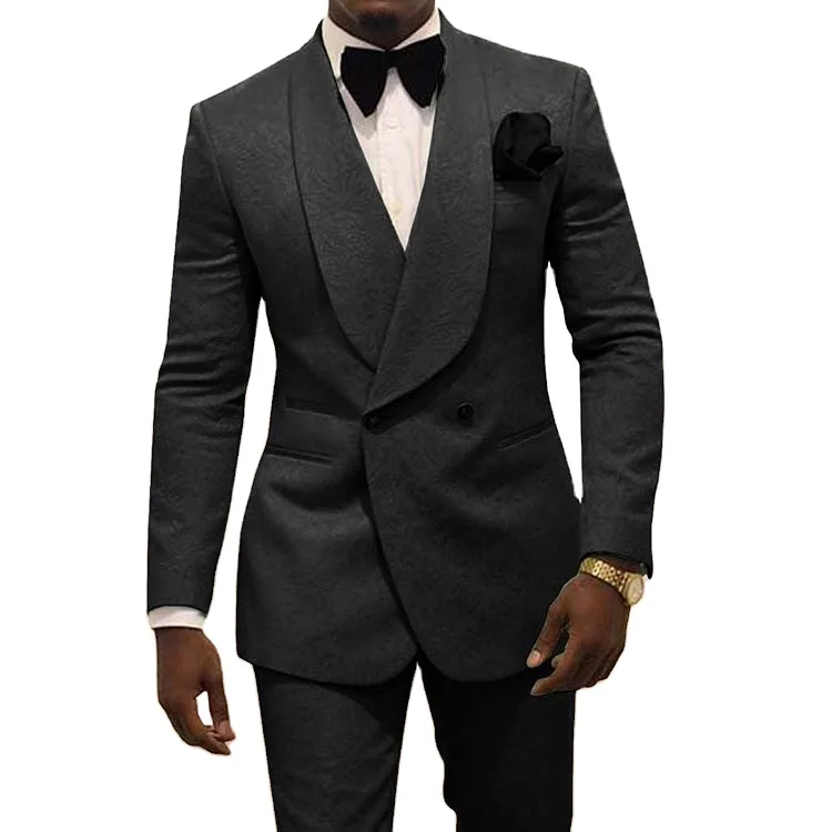 

2023 Men's Groom Tuxedos Shawl Lapel Men Suits 2 Pieces Wedding Suits Best Man Custom Made ( Jacket+Pants+Bow Tie )