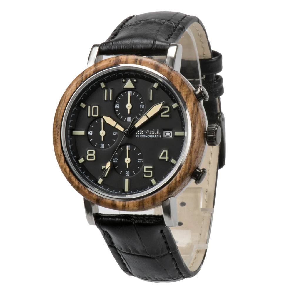 

Alibaba Express Turkey Japan Movt Chronograph Quartz Watches Geunine Leather Wrist Watch Wooden Men