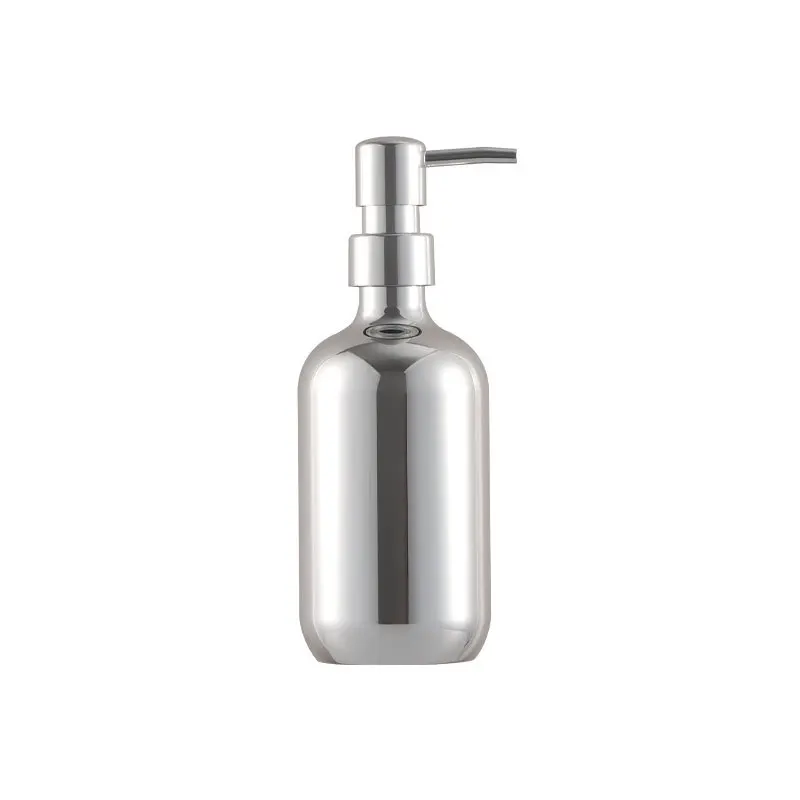 

Refillable 500ml Shampoo and conditioner soap dispenser plastic silver bottles with silver pump