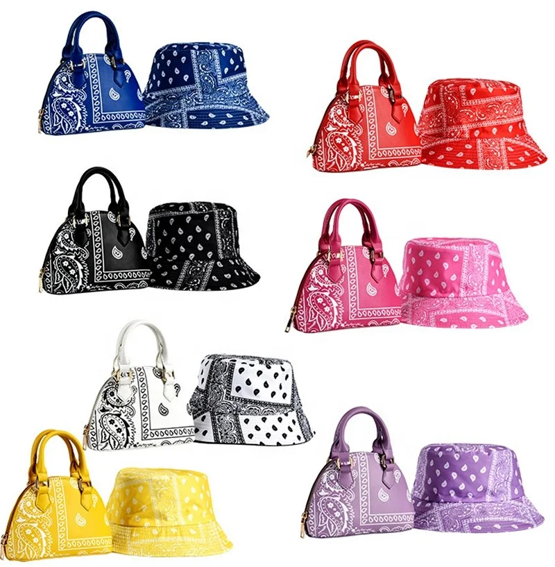 

New Arrivals Bucket Hats and Bandana Purse Set Women Hand Bags Ladies Handbags Luxury Handbags for Women Purses, Multicolor