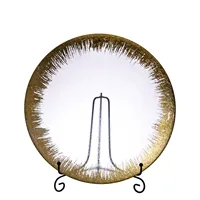 

Amazon Hot Sale Cheap 13 inch Glass Gold Rim Charger Plate For Wedding
