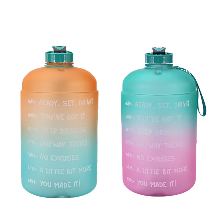 

gallon water bottle Large Capacity Water Bottle PETG Plastic Time Marker Fitness for Outdoor sport, Customized color