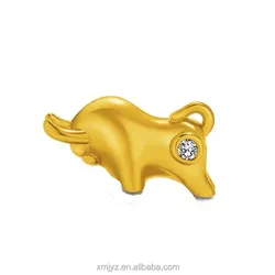 Brass Gold Plated Diamonds Crossing Cute Cow Acces