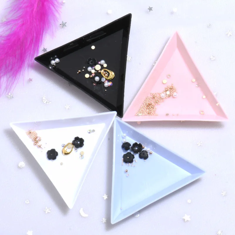

China cheap durable Nail Art Accessories Storage Triangle Plate For Dotting Tool Rhinestone Plastic Tray, Customized color