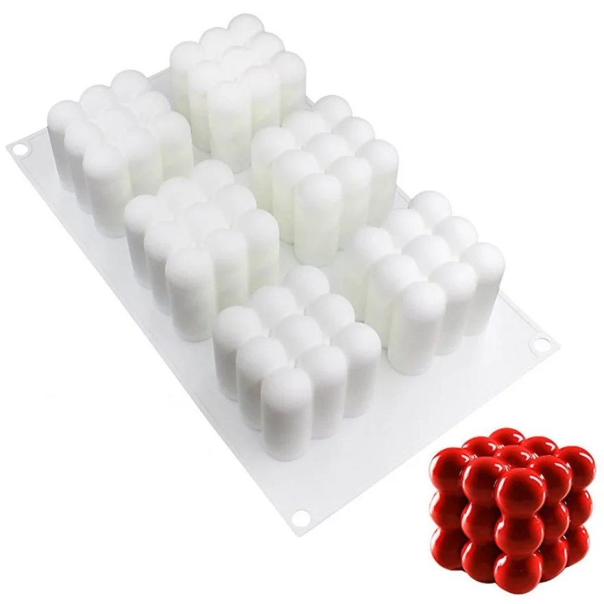 

DIY silicone baking cake mold single scented candle mold Rubik's Cube silicone candle molds, White