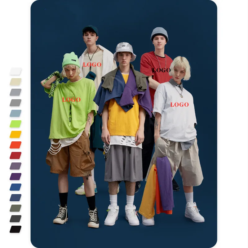 

Custom LOGO Men's Short Sleeve T-Shirt Round Neck Pullover Solid Color High Quality 100% Premium Cotton T-Shirt 16 Colors, Multiple colors