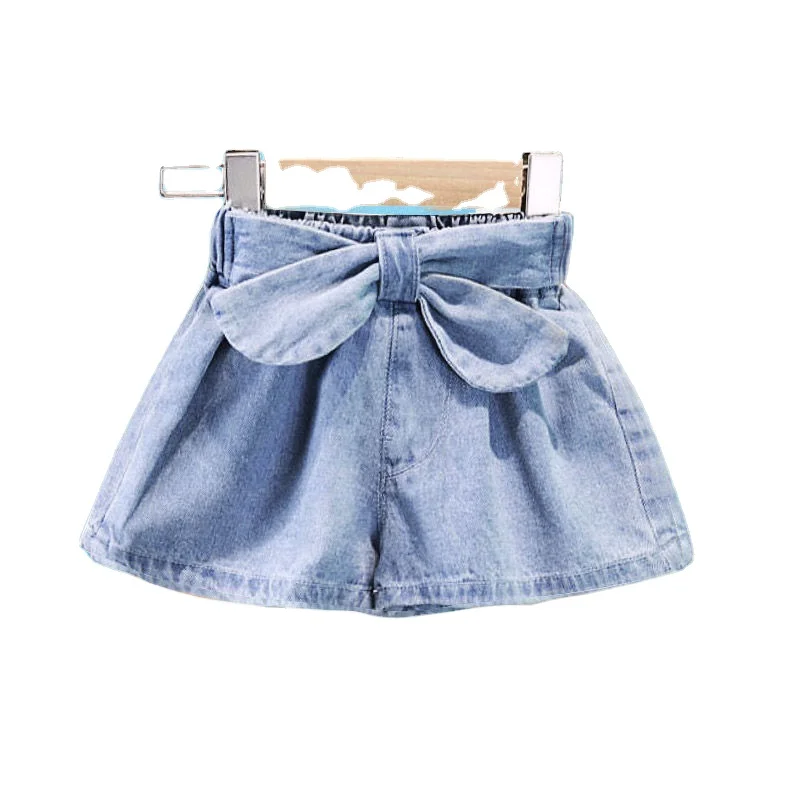 

Hot Selling Summer Kids Denim Pants Newest Girls Jeans A Line Big Bow Skirt Children Shorts Newborn Baby Girl Clothes