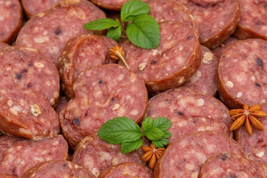 Freshly grilled country sausages on a wooden board