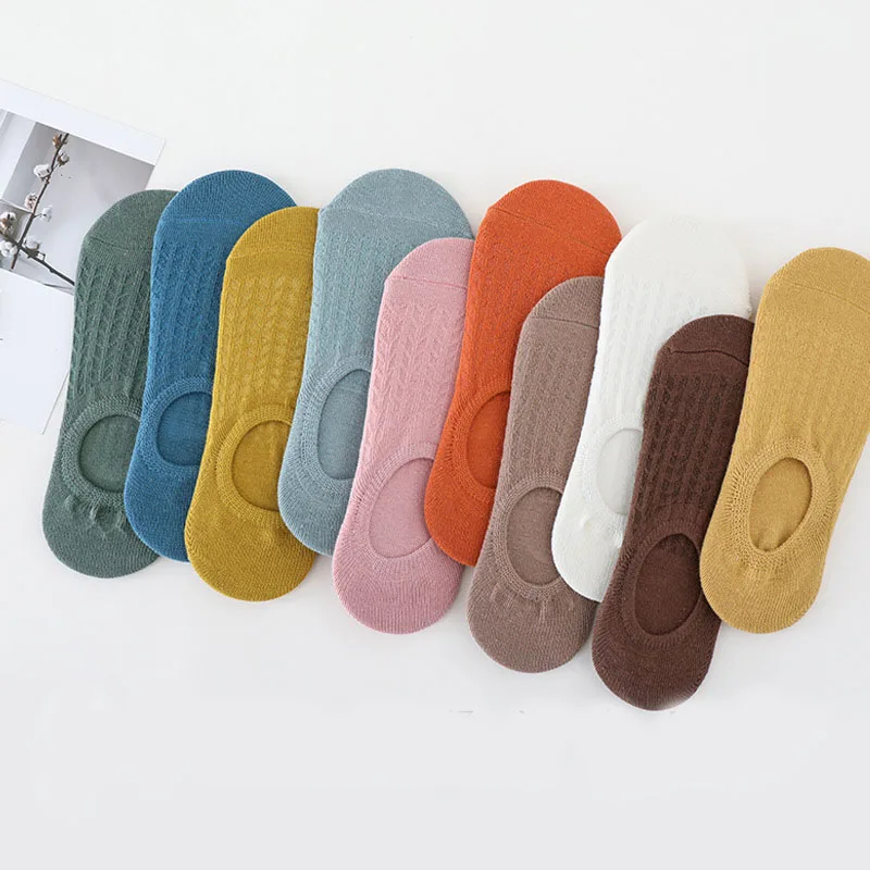 

Good Quality Summer cotton boat socks no show non slip plain womans boot socks