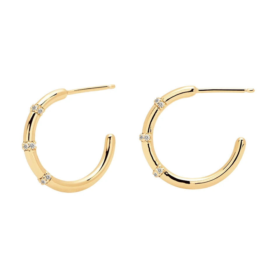 

Trendy design for Women Earrings Jewelry 925 Sterling Silver Cubic Zircon 18k Gold Plated Hoop Earrings