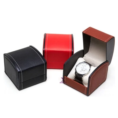 

E938 Men Women Square Shape PU Leather Luxury Watches Display Travel Case Boxes Storage Jewelry Packaging Boxes Watch Box, As picture