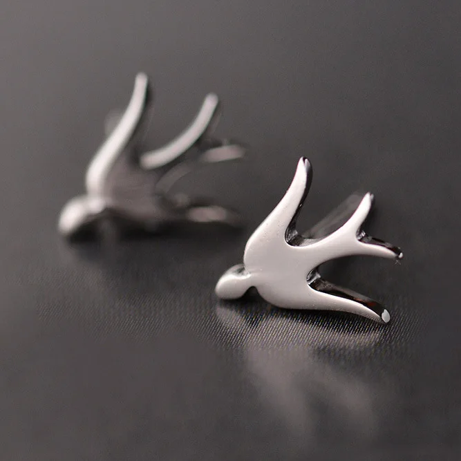 925 Sterling Silver Earrings  Swallow Stud Earrings For Women Sterling Silver Jewelry Fashion Earrings