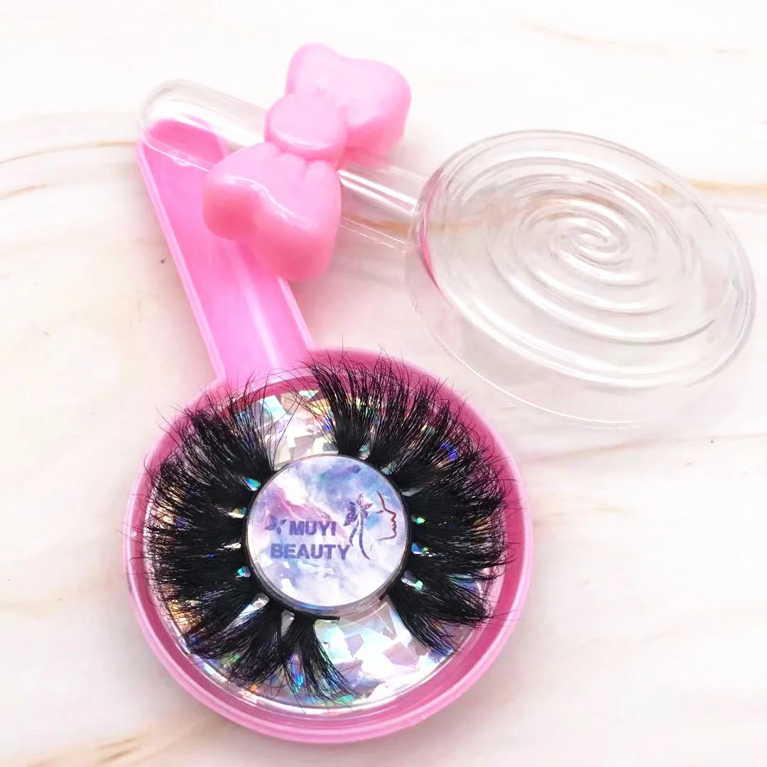 

RTS custom lash box hot sale cute lollipop package new 5d mink eyelash lasheswholesale 25mm 30mm vendor