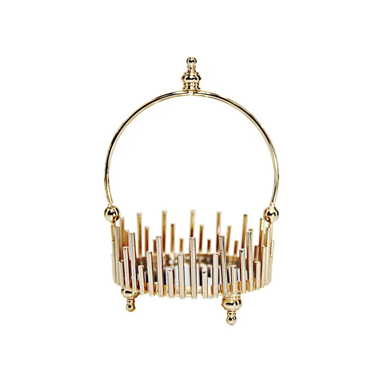 

wedding party decoration mini round mirror gold metal wire baskets for storage, Gold silver