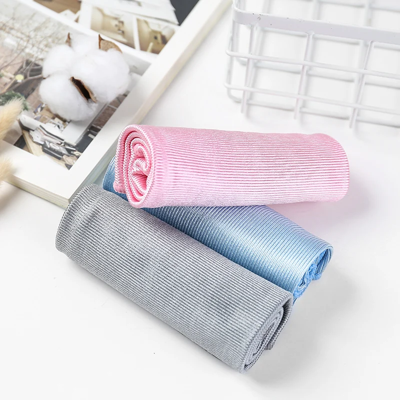 

Traceless Absorbable Soft Microfiber Lint Free Window Car Rag Cleaning Towel Kitchen Glass Cloth, Grey , blue, pink