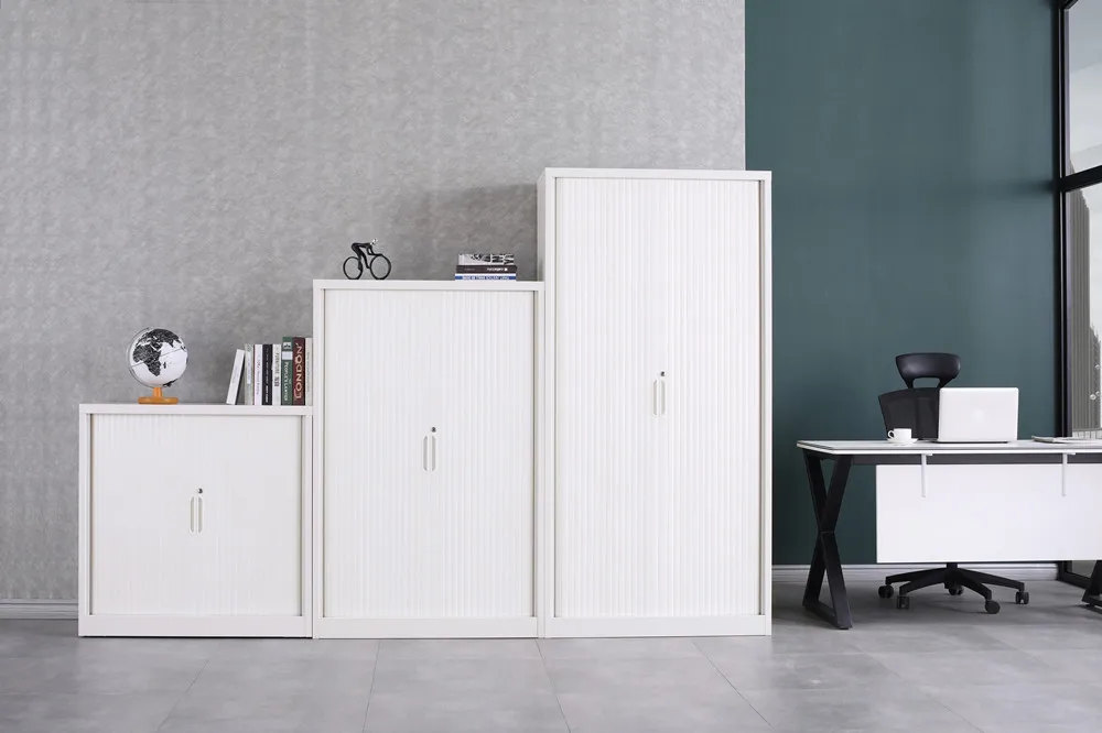 roll front cabinet with roller shutter door