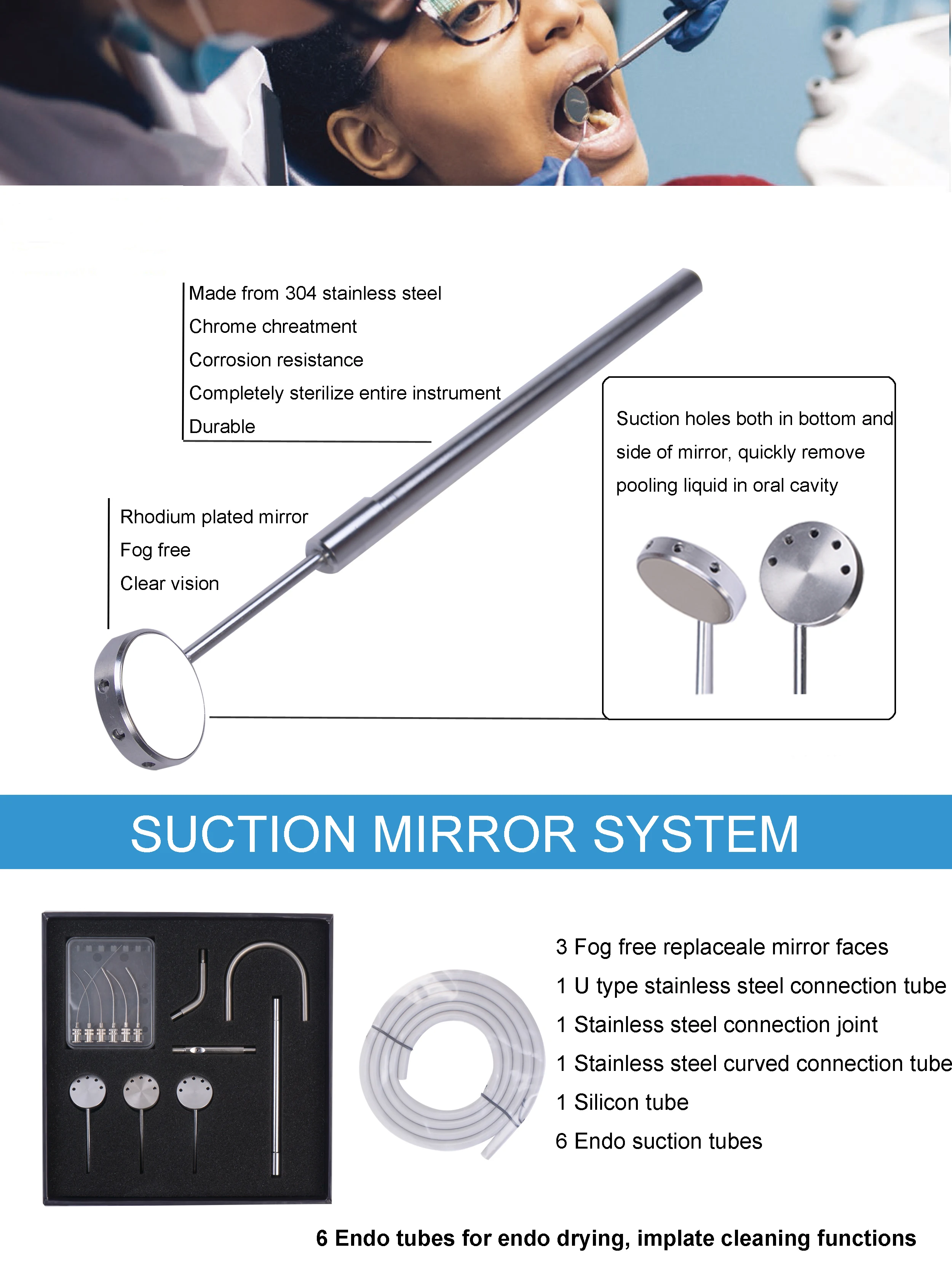 Dental Suction Mirror System 3 Fog Free Replaceable Mirror Buy Dental