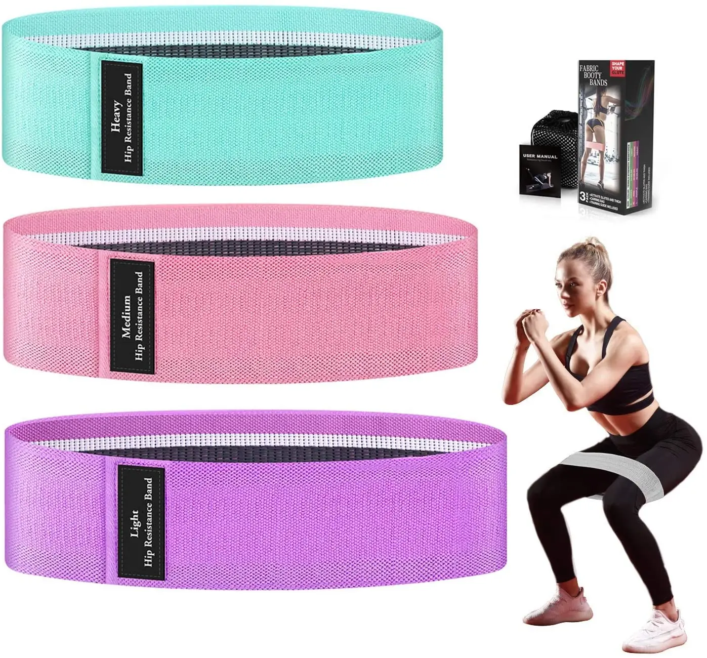 

Best selling Good Quality Simple Design Adjustable Anti Slip Yoga Stretch Elastic Band Yoga Hip Circle Fabric Resistance Bands, Pink