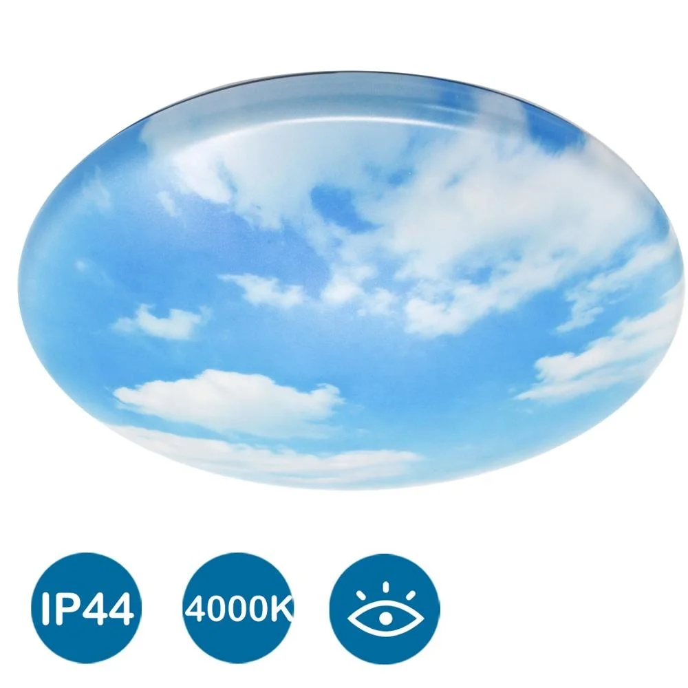 LED Flush Ceiling Light IP44 Waterproof Blue Sky White Cloud 4000K Natural White Lighting for Bathroom, Kitchen, Bedroom.