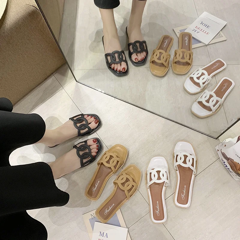 

New Fashion Hot sale Summer Flat Flip-Flops Non-slip Indoor and Outdoor Slippers Beach Women's Shoes, Customized color