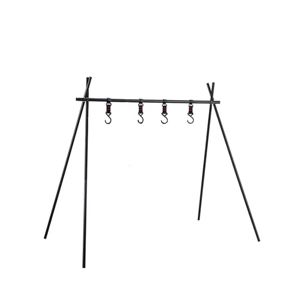 

Small size outdoor aluminum alloy hanging rack camping portable folding hanger picnic storage tripod with hook, Custom colors