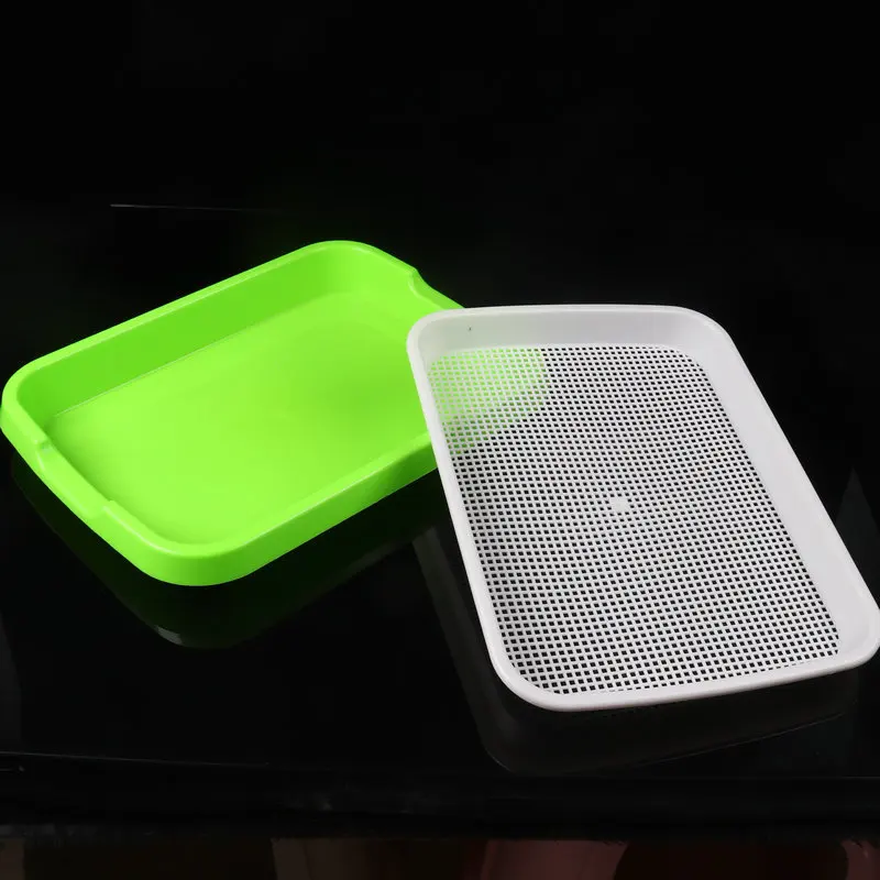 

Wholesale Planting tray double-layer seedling tray thickened vegetable plastic planting tray, White and green