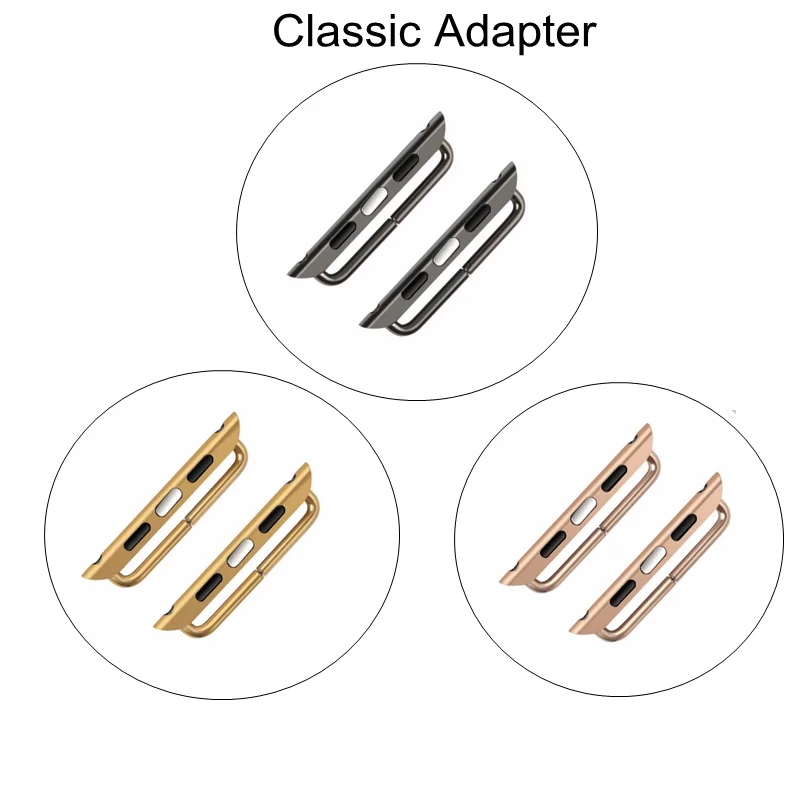 

316L Stainless Steel Metal Clasp for Apple Watch 38mm 40mm 42mm 44mm black gold connector for Apple Watch Band classic Adapter, Silvery